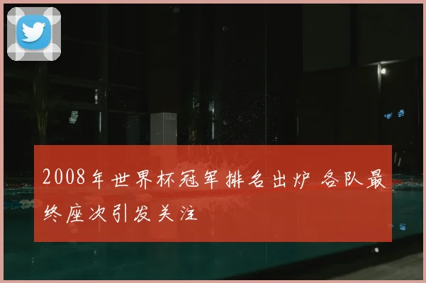 2008年世界杯冠军排名出炉 各队最终座次引发关注